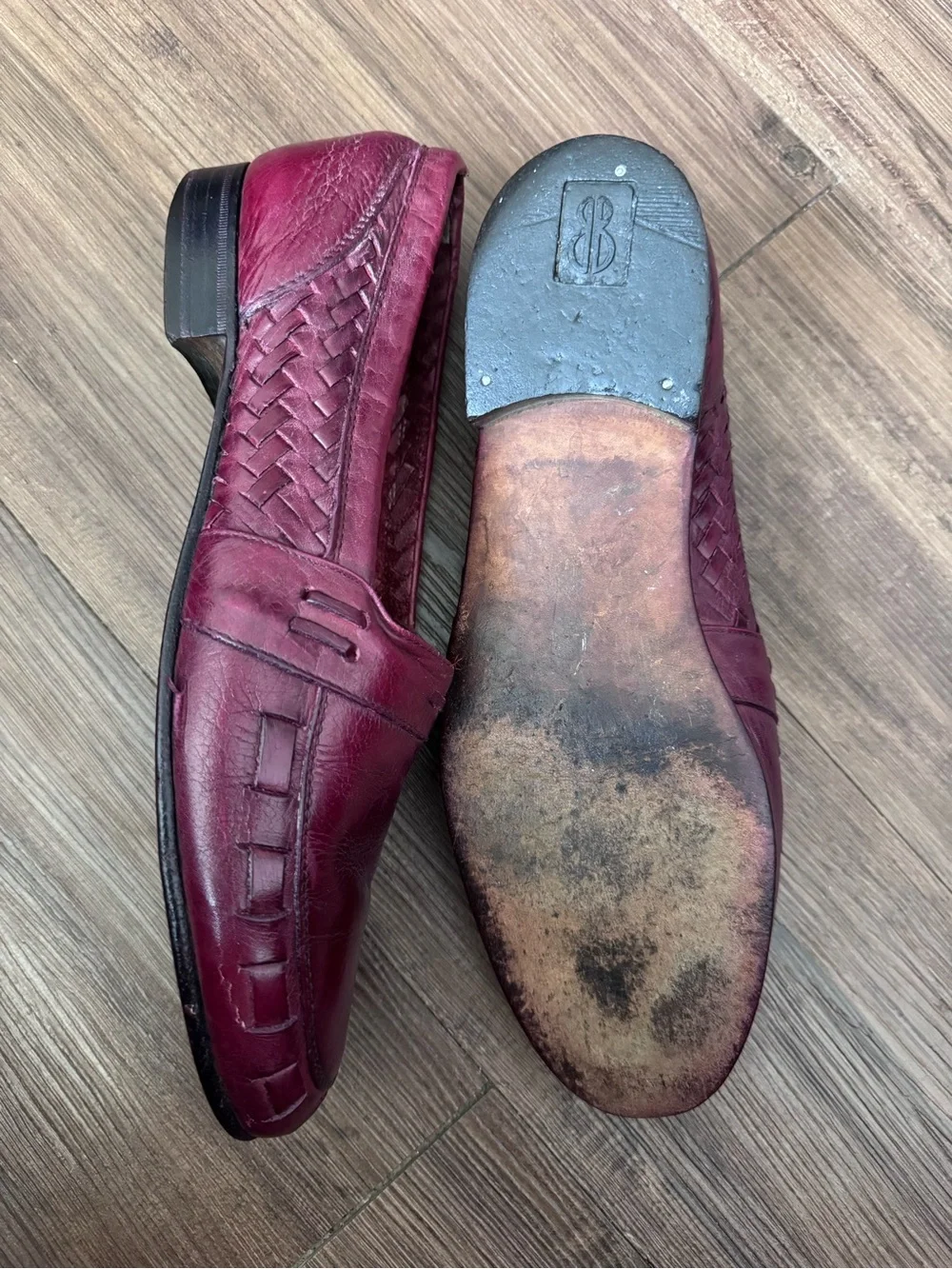 Vintage Men's Bill Blass Burgundy Leather Slip-On Loafers